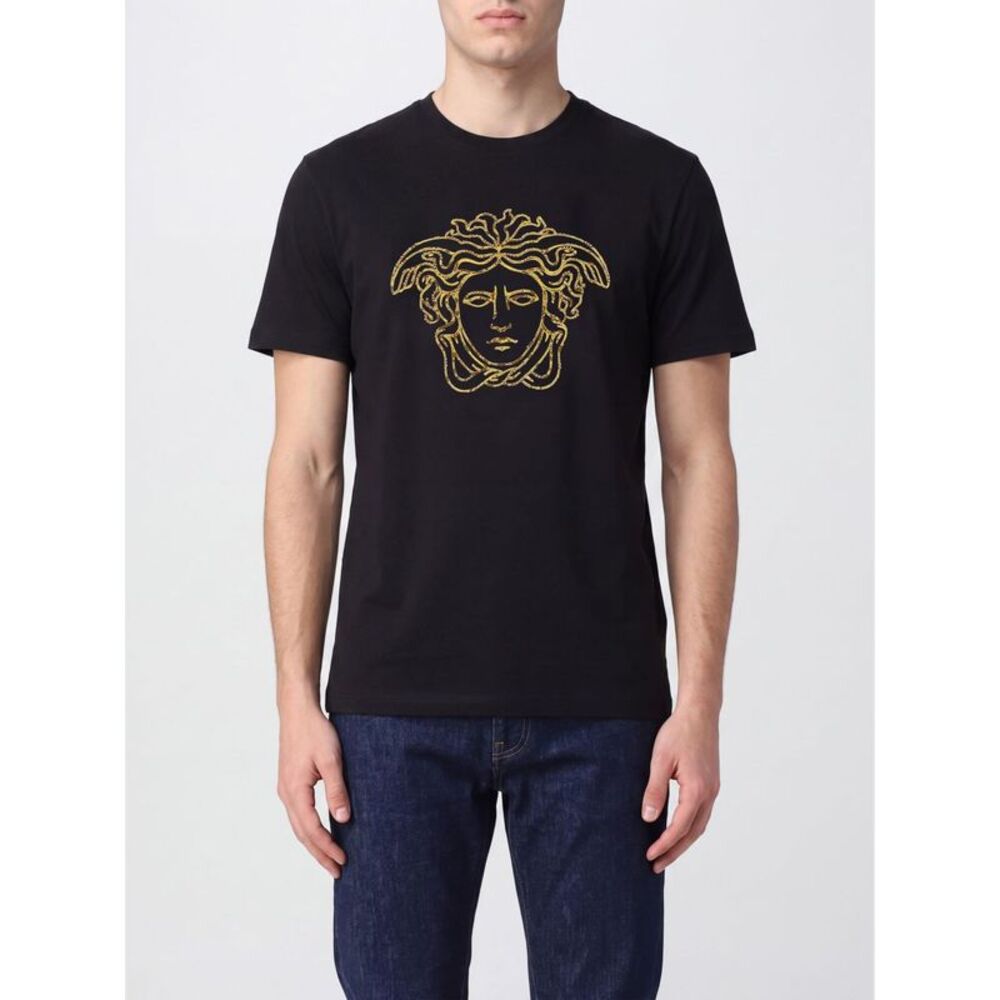 Versace Men Versace Slim Fit Cotton T-Shirt With Medusa Graphic Print